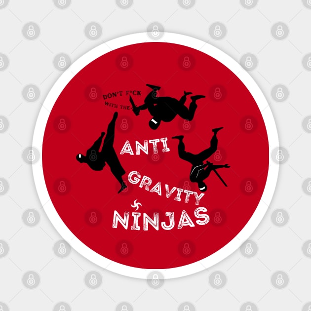 Anti Gravity Ninjas (White/Blk Over Red) By Abby Anime(c) Magnet by Abby Anime